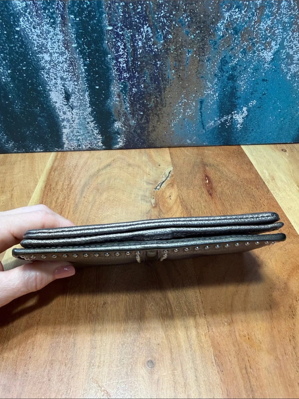 Brighton 2010s Boho Western Pretty‎ Tough Metallic Pewter Wallet RETIRED GUC